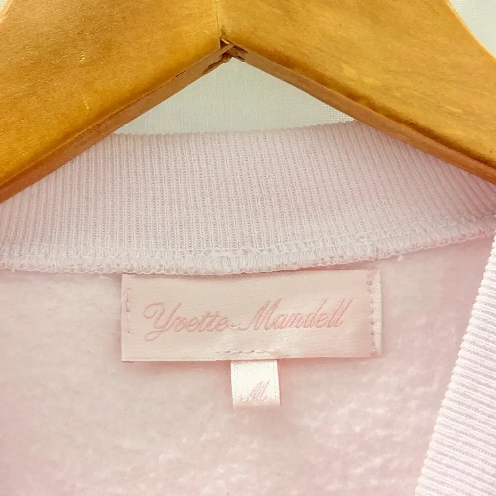 Yvette Mandell LoveShackFancy Pink Rhinestone Bow Oversized‎ Sweatshirt Medium